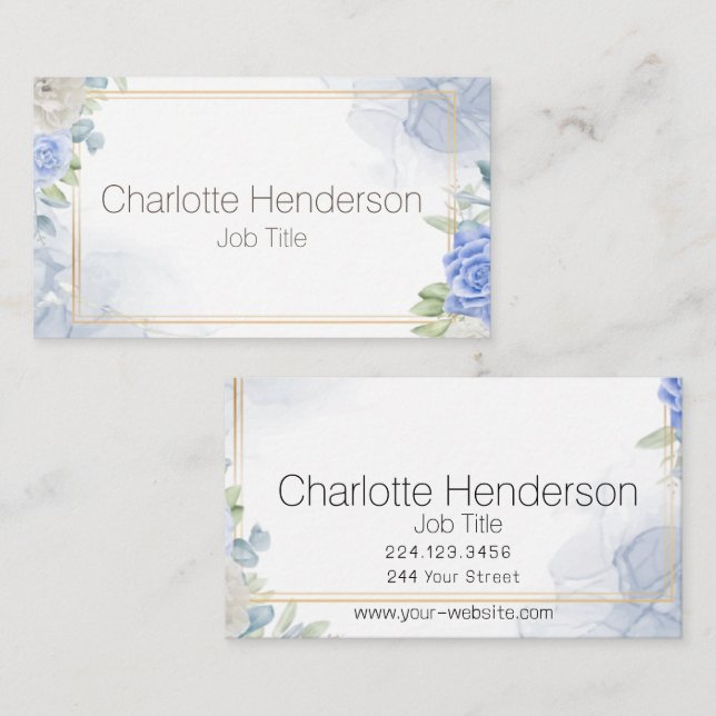 Aquarellpastellfarbene florale Visitenkarte (Vorne/Hinten)