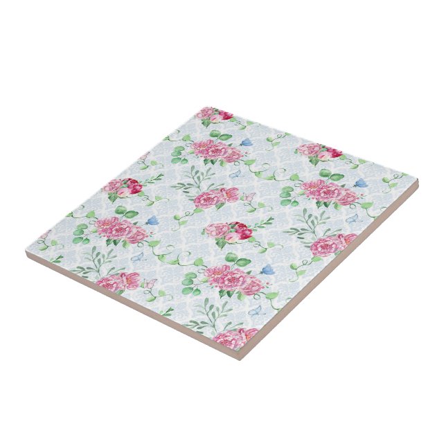 Aquarellpeere, Schmetterlingswasserfarbe Fliese (Seite)