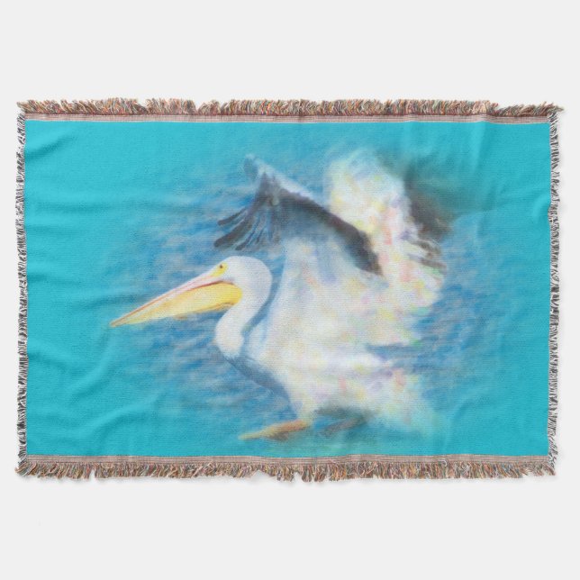 Aquarellpelikandecke Decke (Vorderseite)