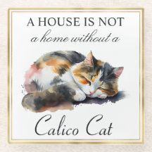 Aquarellpet Calico Cat und Gold Rahmen