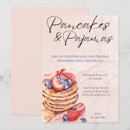 Aquarellpfannkuchen und Pajamas Feiern Einladung