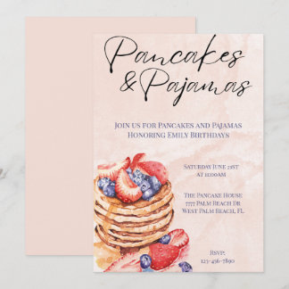 Aquarellpfannkuchen und Pajamas Feiern Einladung