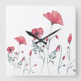 Aquarellpfeifen Quadratische Wanduhr