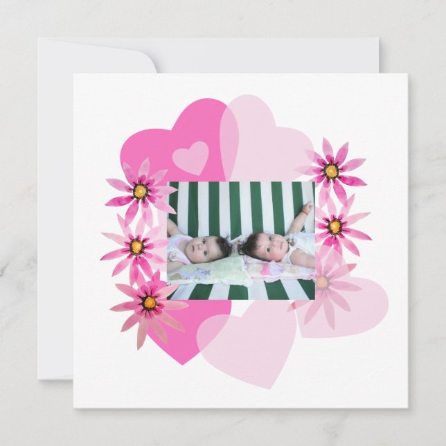 Aquarellpfeifen Rosa Herzen Foto Twins (Vorderseite)