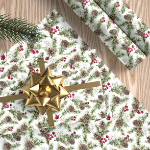 Aquarellpfeifen Rustikale Weihnachtsfeiertage Geschenkpapier