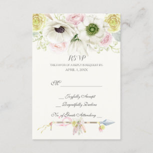 Aquarellpfeile Feathers Floral Boho Tribal RSVP Karte