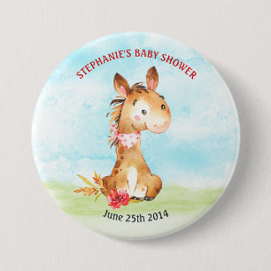 Aquarellpferd-Kinderdusche Button