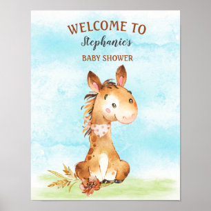 Aquarellpferd-Kinderdusche Poster