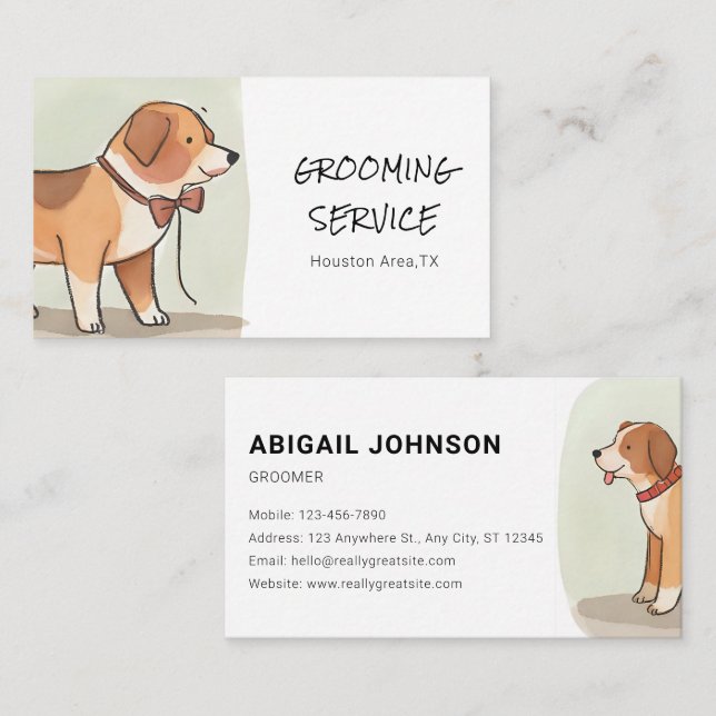 Aquarellpferd mit Corgi Visitenkarte (Vorne/Hinten)