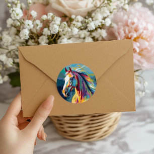 Aquarellpferde Runder Aufkleber