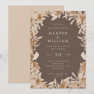 Aquarellpfirsich/beige braune braune Hochzeit bohu Einladung
