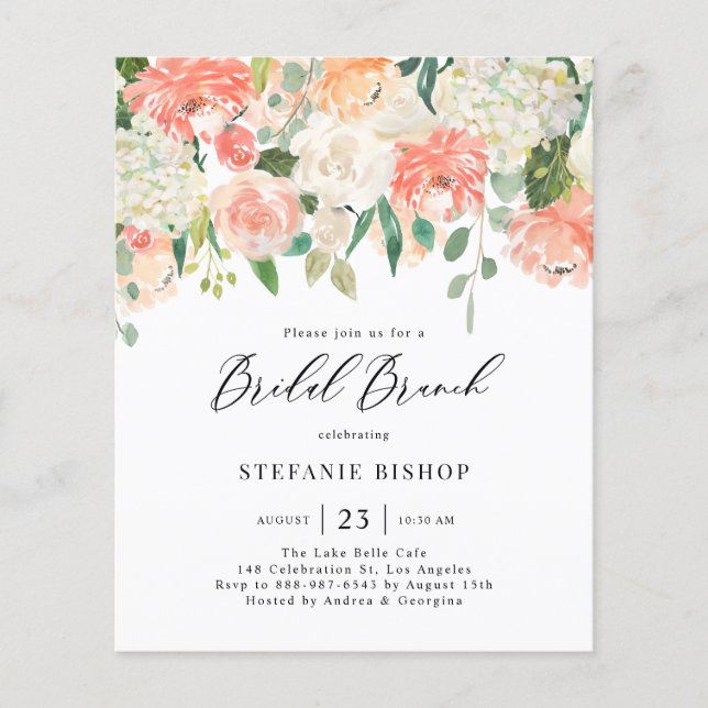 Aquarellpfirsich und Elfenbeinküste Blume Bridal B (Vorderseite)