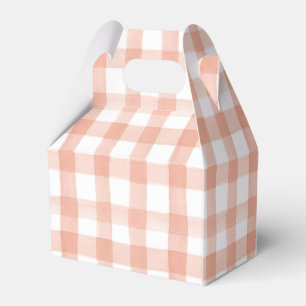Aquarellpfirsich und Weißes Gingham Garden Party Geschenkschachtel
