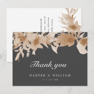 Aquarellpfirsichbeige Grau florale Vielen Dank Einladung