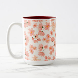 Aquarellpfirsichblume Zweifarbige Tasse