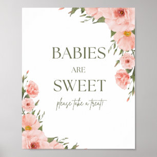 Aquarellpfirsichblütenbabys sind süßes Poster