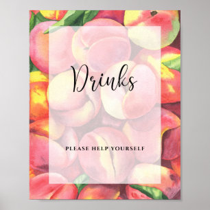 Aquarellpfirsiche - Getränke helfen dir selbst Pos Poster