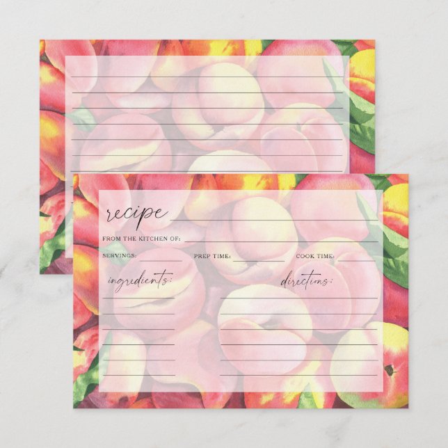 Aquarellpfirsiche - Rezept-Karte (Vorne/Hinten)