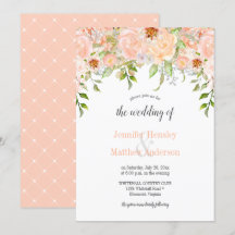 Aquarellpfirsiche Rose Einladung zur Hochzeit