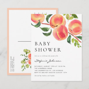 Aquarellpfirsiche Sommerdusche Einladungspostkarte