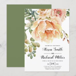 Aquarellpfirsicheien Blume Schrift Typografie Hoch Einladung