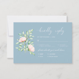 Aquarellpfirsichfarben Rose Dusty Blue Meal Choice RSVP Karte