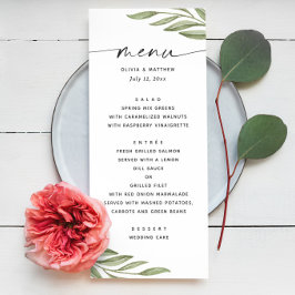 Aquarellpflanze Blumenschrift Hochzeit Menükarte