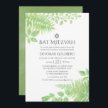 Aquarellpflanze Foliage Bat Mitzvah Einladung<br><div class="desc">Trendgrüne und weiße Fledermausmitzvah-Einladungen mit Farnen,  Zweigen und Blätter,  die schnell und einfach auf Ihre Veranstaltungsspezifikationen zugeschnitten sind.</div>