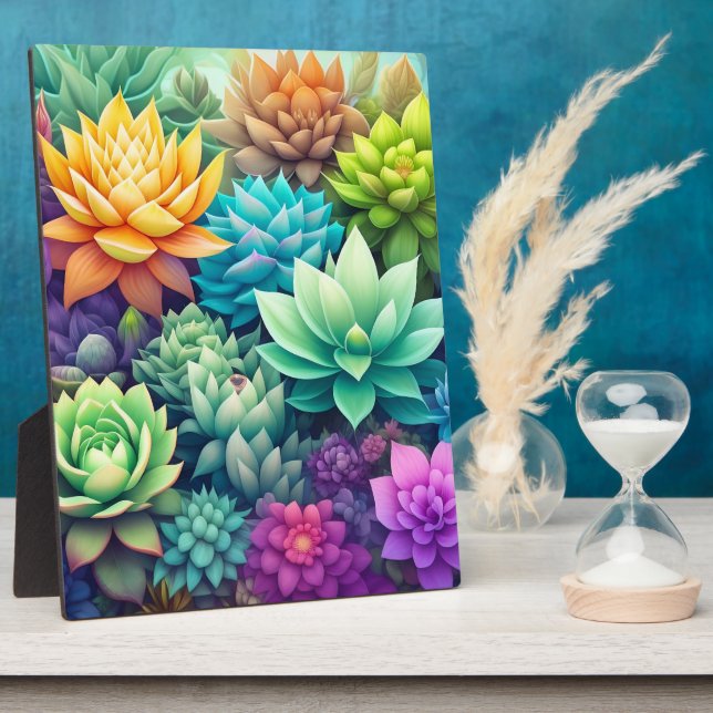 Aquarellpflanze Succulents Collage Fotoplatte (Seite)