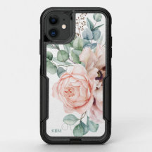 Aquarellpfropfen und Rose mit Monogramm