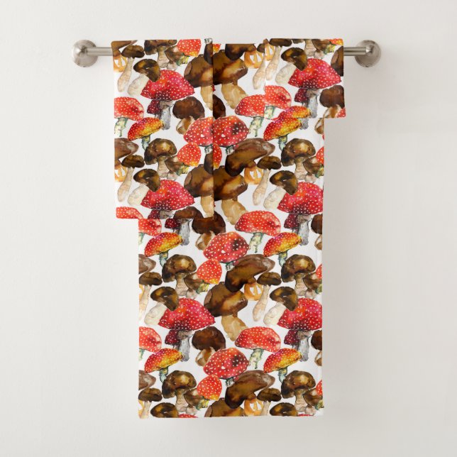 Aquarellpilze Niedliches Fallmuster Badhandtuch Set (Insitu)