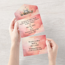 Aquarellpinguin auf einer Hochzeit - Einladung
