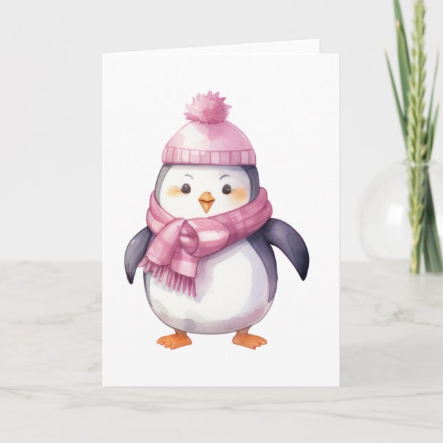 Aquarellpinguin Karte (Vorderseite)