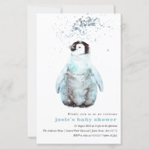 Aquarellpinguin Winter Kinderdusche Einladung