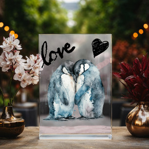 Aquarellpinguine in Liebe für Valentine Acrylschild