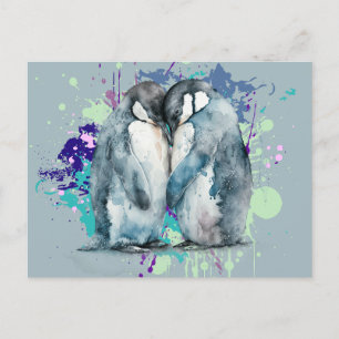 Aquarellpinguine Postkarte