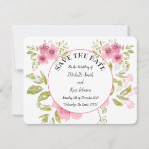 Aquarellpink Anemone Save the Date Einladung