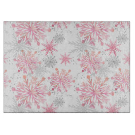 Aquarellpink & Silver Glitzer Winterschneeflocken Schneidebrett
