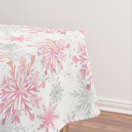 Aquarellpink & Silver Glitzer Winterschneeflocken Tischdecke
