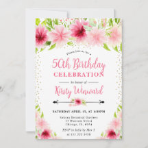 Aquarellpink Sommer Blume 50. Geburtstag