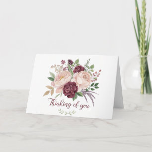 Aquarellpink und Bordeaux Blumensympathie-Karte Karte