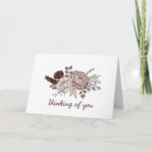 Aquarellpink und Bordeaux Blumensympathie-Karte Karte