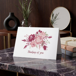 Aquarellpink und Bordeaux Blumensympathie-Karte Karte