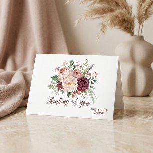 Aquarellpink und Bordeaux Blumensympathie-Karte Karte