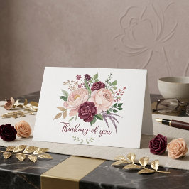 Aquarellpink und Bordeaux Blumensympathie-Karte Karte