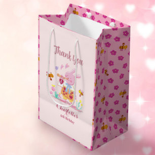Aquarellpinkaninchen im Kindergeburtstag Mittlere Geschenktüte