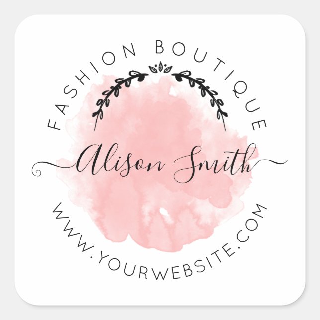 Aquarellpinke Aufkleber für den Boutique (Vorderseite)