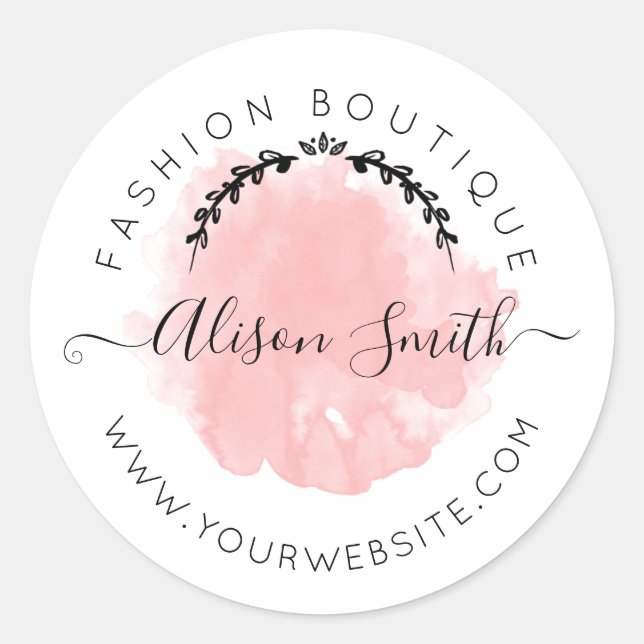 Aquarellpinke Aufkleber für den Boutique (Vorderseite)