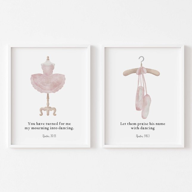 Aquarellpinke Ballerina Kinder Bibel Vers Poster Bilderwand Sets (Von Creator hochgeladen)