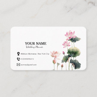 Aquarellpinke Blume Blumenkarte Visitenkarte